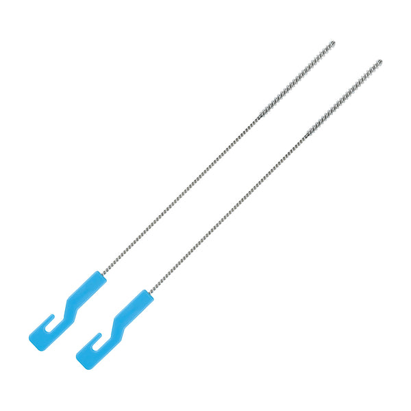 Deux brosses de nettoyage professionnelles pour pailles en verre avec poignée bleue