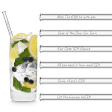 Laden Sie das Bild in den Galerie-Viewer, Glasstrohhalm Verkaufsdisplay mit Gravierte Trinksprüche - 10er Packungen / 6er Sets