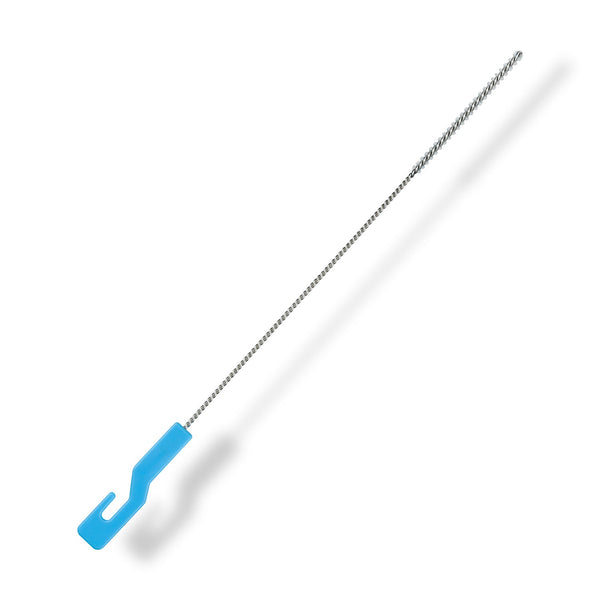 Brosse de nettoyage professionnelle pour pailles en verre avec poignée bleue