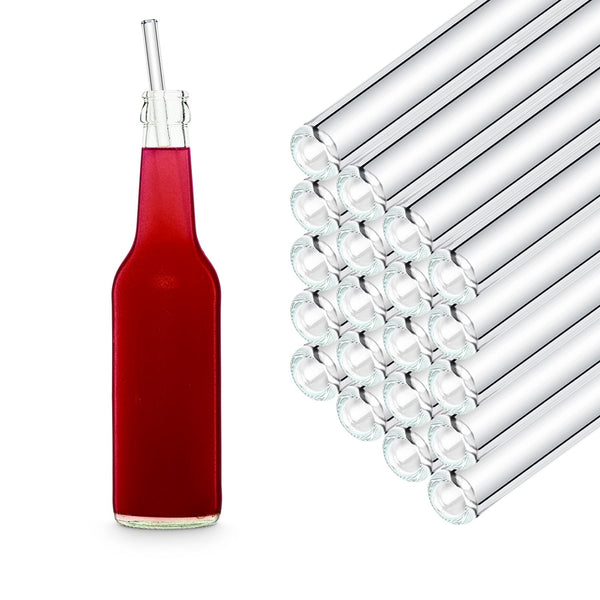 27 cm HALM glass straws stacked beside a bottle of red spritzer