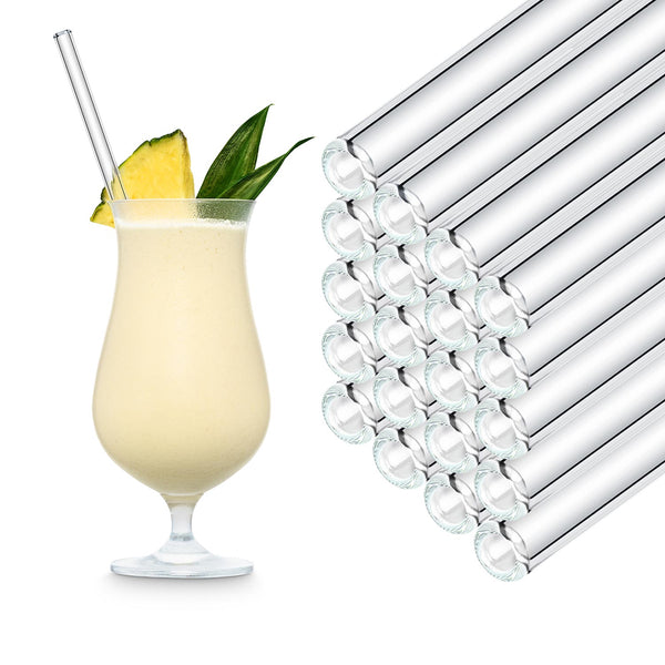 23 cm HALM glass straws stacked beside a Piña Colada in a hurricane glass